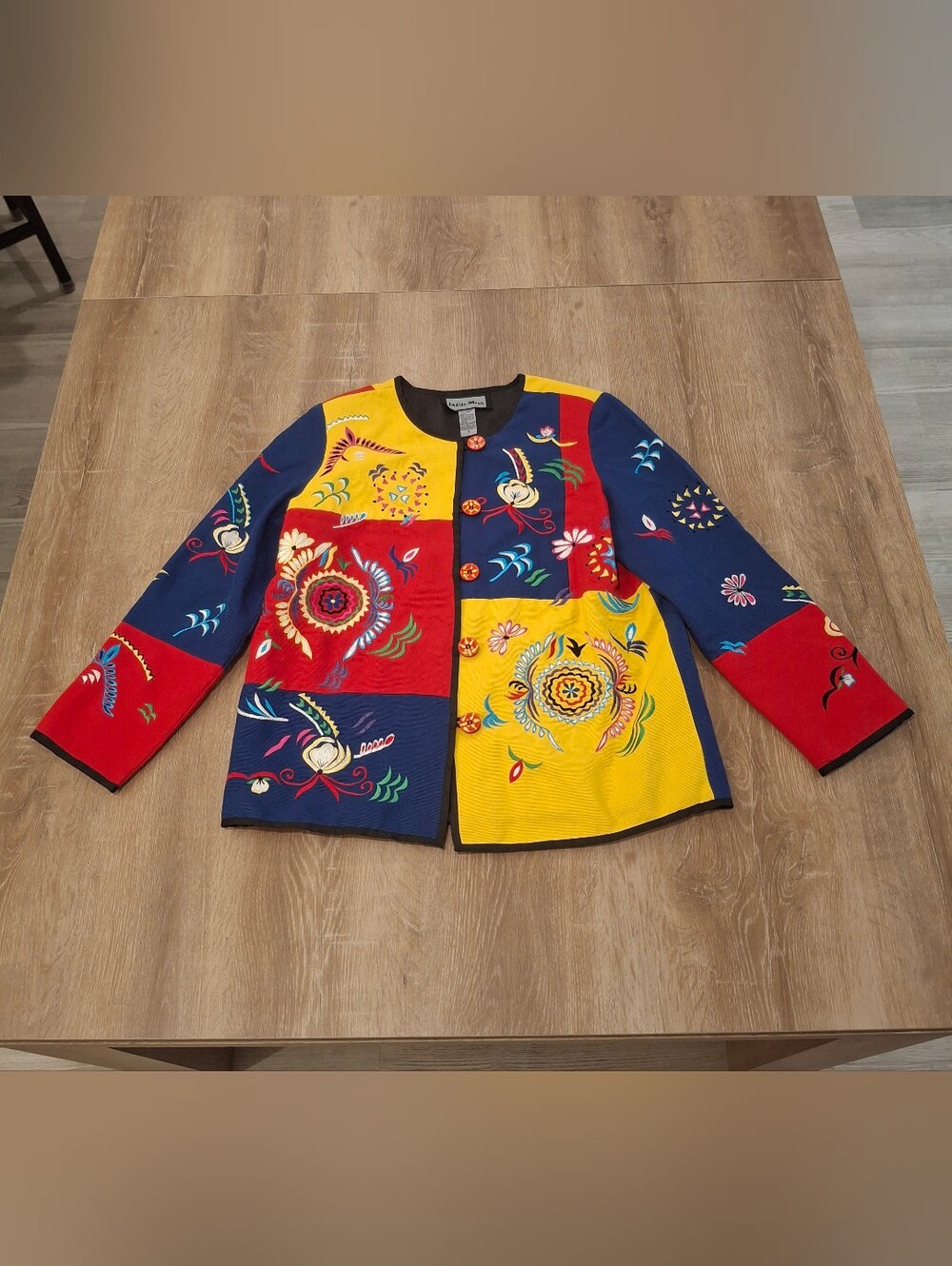 Indigo Moon Embroidered Patchwork Jacket Women's Small Multicolor *581*